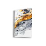 zevahir mobilya & dekorasyon Çerçevesiz Dikey Beyaz Üzeri Altın ve Gri Soyut Desenler Kırılmaz Cam Tablo, Renkli, 50 x 70