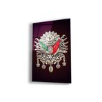 zevahir mobilya & dekorasyon Çerçevesiz Dikey Kırmızı Arka Planlı Osmanlı Tuğrası Kırılmaz Cam Tablo, Renkli, 50 x 70