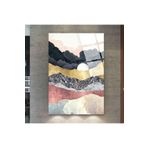 zevahir mobilya & dekorasyon Çerçevesiz Dikey Kolaj Çizim Gün Batımı ve Soyut Desenler Kırılmaz Cam Tablo, Renkli, 90 x 60
