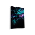 zevahir mobilya & dekorasyon Çerçevesiz Dikey Siyah Arka Planlı Mor ve Yeşil Soyut Desenli Boya Kırılmaz Cam Tablo, Renkli, 50 x 70