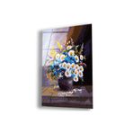 zevahir mobilya & dekorasyon Çerçevesiz Dikey Yağlı Boya Görünümlü Renkli Çiçekler ve Vazo Kırılmaz Cam Tablo, Renkli, 40 x 60