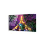zevahir mobilya & dekorasyon Çerçevesiz Yatay Sarı Işıklanrımalı Eiffel Kulesi Kırılmaz Cam Tablo, Renkli, 40 x 60
