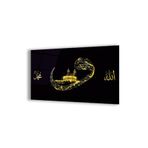 zevahir mobilya & dekorasyon Çerçevesiz Yatay Siyah Arka Planlı Hz Muhammed Allah Lafzı ve Vav Harfi Dini Kırılmaz Cam Tablo, Renkli, 90 x 60