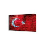 zevahir mobilya & dekorasyon Çerçevesiz Yatay Tuğla Görünümlü Türk Bayrağı Kırılmaz Cam Tablo, Renkli, 40 x 60