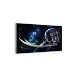 zevahir mobilya & dekorasyon Çerçevesiz Yatay Uzay Arka Planlı Allah Lafzı ve Zülfikar Kılıcı Dini Kırılmaz Cam Tablo, Renkli, 90 x 60