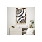 Zevahir Mobilya Dekorasyon Gold Aynalı Pleksi Çerçeveli Doğal Taş Görünümlü Gold Soyut Tasarım Mdf Tablo - gold 40 x 60