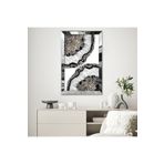 Zevahir Mobilya Dekorasyon Gold Aynalı Pleksi Çerçeveli Doğal Taş Görünümlü Gold Soyut Tasarım Mdf Tablo - Gümüş 40 x 60