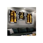 Zevahir Mobilya Dekorasyon Gold Aynalı Pleksi Çerçeveli Kelime-i Tevhid Üçlü Mdf Tablo Seti Ve Saat Seti - saatli gümüş 40 x 60