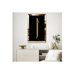 Zevahir Mobilya Dekorasyon Gold Aynalı Pleksi Çerçeveli Siyah Arka Planlı Altın Arapça Elif Harfi Mdf Tablo - gold 40 x 60