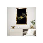 Zevahir Mobilya Dekorasyon Gold Aynalı Pleksi Çerçeveli Siyah Arka Planlı Altın Vav Harfi Ve Kabe Görüntüsü Dini Mdf Tablo - gold 40 x 60