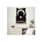 Zevahir Mobilya Dekorasyon Gold Aynalı Pleksi Çerçeveli Siyah Ve Gri Arka Planlı Beyaz Ay Yıldız Ve Türk Yazısı Mdf Tablo - gold 40 x 60