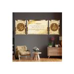 zevahir mobilya & dekorasyon Gold Aynalı Pleksi Çerçeveli Üçlü Arka Planlı Soyut Zümer Suresi Mdf Tablo Seti, Gold, 120 x 40