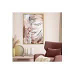 Zevahir Mobilya Dekorasyon Gold Metal Çerçeveli Kolaj Çizim Çiçek Desen Kırılmaz Cam Tablo - gold 40 x 60