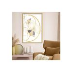 Zevahir Mobilya Dekorasyon Gold Metal Çerçeveli Kolaj Çizim Çiçek Desen Kırılmaz Cam Tablo - gold 50 x 70