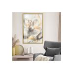Zevahir Mobilya Dekorasyon Gold Metal Çerçeveli Modern Çizim Çiçek Desen Kırılmaz Cam Tablo - gold 90 x 60