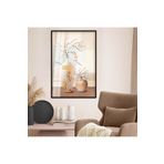 Zevahir Mobilya Dekorasyon Gold Metal Çerçeveli Modern Çizim Vazo Tema Kırılmaz Cam Tablo - siyah 30 x 40