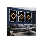 zevahir mobilya & dekorasyon Gümüş Aynalı Pleksi Çerçeveli Sabret Şükret Dua Et Dini Üçlü Mdf Tablo Seti, Gümüş, 40 x 60