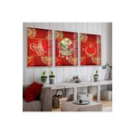 zevahir mobilya & dekorasyon Gümüş Metal Çerçeveli Kırmızı Arka Planlı Osmanlı Tuğrası Üçlü Kırılmaz Cam Tablo Seti, Gümüş, 90 x 60
