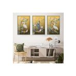 zevahir mobilya & dekorasyon Gümüş Metal Çerçeveli Tavus Kuşu Soyut Desen Üçlü Kırılmaz Cam Tablo Seti, Gümüş, 90 x 60