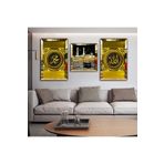 Zevahir Mobilya Dekorasyon İslami Duvar Süsü Hz Muhammed Ve Allah Lafzı Aynalı Pleksi Çerçeveli MDF Tablo Ve Saat - gold 40 x 60