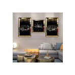 Zevahir Mobilya Dekorasyon İslami Duvar Tabloları Arapça Dini Aynalı Gold Pleksi Çerçeveli MDF Tablo Ve Saat Seti - gold 40 x 60