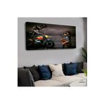 zevahir mobilya & dekorasyon Kanvas Kartal Eğiten Kız ve Motorsiklet Saatli Tablo, Renkli, 120 x 60