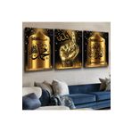 Zevahir Mobilya Dekorasyon KANVAS KELİME-İ TEVHİD VE ALLAH HZ MUHAMMED LAFZI DİNİ ÜÇLÜ TABLO SETİ - GÜMÜŞ RENK 120 x 60