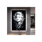 Zevahir Mobilya Dekorasyon Kanvas Siyah Arka Planlı Siyah Beyaz Marilyn Monroe Ledli Tablo - renkli 70 x 100