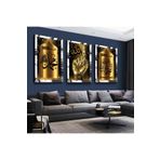 Zevahir Mobilya Dekorasyon Kelime-İ Tevhid Gold Pleksi Kenar 3'Lü Solmaz MDF Tablo Seti - Gümüş 30 x 40