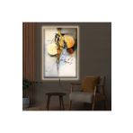 Zevahir Mobilya Dekorasyon Ledli Kolaj Çizim Ahşap Şase Dijital Baskı Kanvas Tablo 90X60Cm - GÜMÜŞ RENK 50 x 70