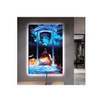 Zevahir Mobilya Dekorasyon Ledli Kum Saati Ahşap Şase Dijital Baskı Kanvas Tablo 90X60Cm - GÜMÜŞ RENK 50 x 70