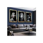 Zevahir Mobilya Dekorasyon Marilyn Monroe Gold Pleksi Kenar 3'Lü Solmaz MDF Tablo Seti - GÜMÜŞ RENK 50 x 70