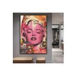 Zevahir Mobilya Dekorasyon Marilyn Monroe Güzellik Ahşap Şase Dijital Baskı Kanvas Tablo - GÜMÜŞ RENK 120 x 80