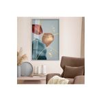 Zevahir Mobilya Dekorasyon Minimal Modern Tablo Kolaj Çizim Soyut Tema Metal Çerçeveli UV Baskı Kırılmaz Cam Tablo - Gümüş 50 x 70