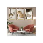 Zevahir Mobilya Dekorasyon Minimalist 3'Lü Gold Pleksi Kenar Kolaj Çizim Tablo - sari 50 x 70