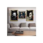 Zevahir Mobilya Dekorasyon Minimalist Ahmet Kaya Aynalı Gold Pleksi Çerçeveli Solmaz MDF Tablo Ve Saat Seti - gold 40 x 60