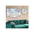 Zevahir Mobilya Dekorasyon Modern Dream Çocuk Odası Solmaz MDF Tablo Ve Saat Kombin - GÜMÜŞ RENK 95 x 55