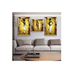 Zevahir Mobilya Dekorasyon Modern Mısır Medeniyeti Aynalı Gold Pleksi Çerçeveli MDF Tablo Ve Saat Seti - gold 40 x 60