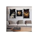 Zevahir Mobilya Dekorasyon Modern Tablo Çiçek Aynalı Gold Pleksi Çerçeveli Solmaz MDF Tablo Ve Saat Seti - Gümüş 40 x 60