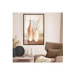 Zevahir Mobilya Dekorasyon Modern Tablo Çizim Vazo Tema Metal Çerçeveli UV Baskı Kırılmaz Cam Tablo - siyah 90 x 60