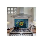 Zevahir Mobilya Dekorasyon Ocak Arkası Temperli Cam Çatal Bıçak ve Salata Tabağı - renkli 40 x 60