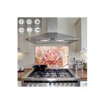 Zevahir Mobilya Dekorasyon Ocak Arkası Temperli Cam Pembe Renkli Lotus Çiçekli - renkli 40 x 60