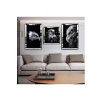 Zevahir Mobilya Dekorasyon Ofis Tablosu Kartal Aynalı Gold Pleksi Çerçeveli Solmaz MDF Tablo Ve Saat Seti - Gümüş 40 x 60