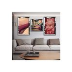 Zevahir Mobilya Dekorasyon Renkli Çiçek Aynalı Gold Pleksi Çerçeveli Solmaz MDF Tablo Ve Saat Seti - Gümüş 40 x 60