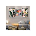 Zevahir Mobilya Dekorasyon Salon Tablosu Renkli Aynalı Gold Pleksi Çerçeveli Solmaz MDF Tablo Ve Saat Seti - Gümüş 40 x 60