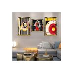 Zevahir Mobilya Dekorasyon Sanat Tablosu Renkli Aynalı Gold Pleksi Çerçeveli Solmaz MDF Tablo Ve Saat Seti - gold 40 x 60