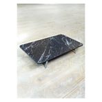 zevahir mobilya & dekorasyon Siyah Mermer Desenli Metal Katlanır Ayaklı Kamp Bahçe Ev ve Çocuk Oyun Yer Sofrası, Siyah, 60 x 110