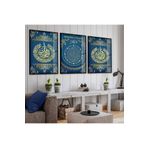 zevahir mobilya & dekorasyon Siyah Metal Çerçeveli Bereket Duası Dini Üçlü Kırılmaz Cam Tablo Seti, Siyah, 40 x 60