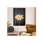 zevahir mobilya & dekorasyon Siyah Metal Çerçeveli Kolaj Çizim Çiçek Desen Kırılmaz Cam Tablo, Siyah, 30 x 40