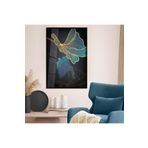 zevahir mobilya & dekorasyon Siyah Metal Çerçeveli Kolaj Çizim Çiçek Desen Kırılmaz Cam Tablo, Siyah, 90 x 60